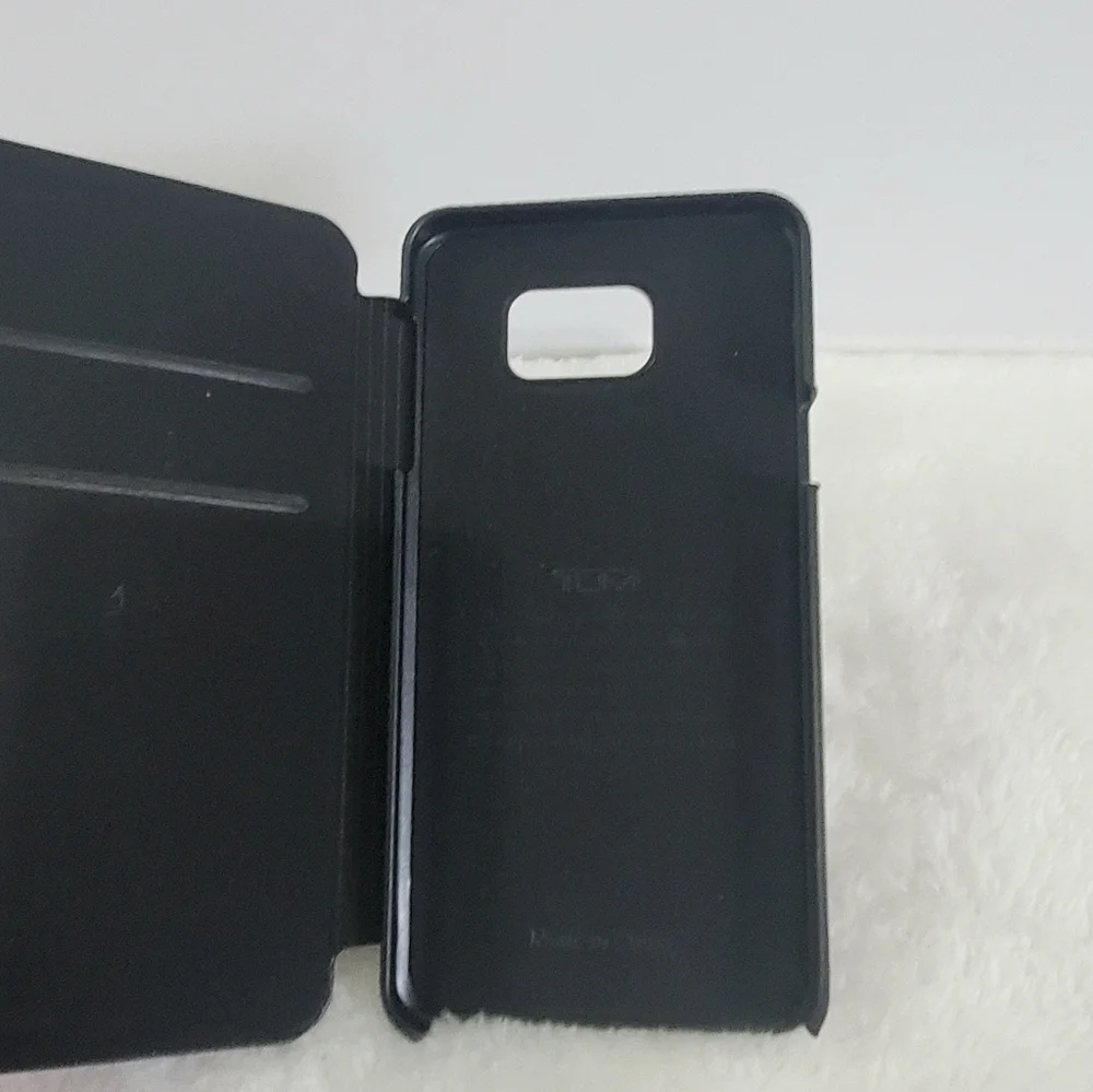 TUMI Samsung Galaxy Note 5 Black Leather Folio Case With Credit Card Slots NWT